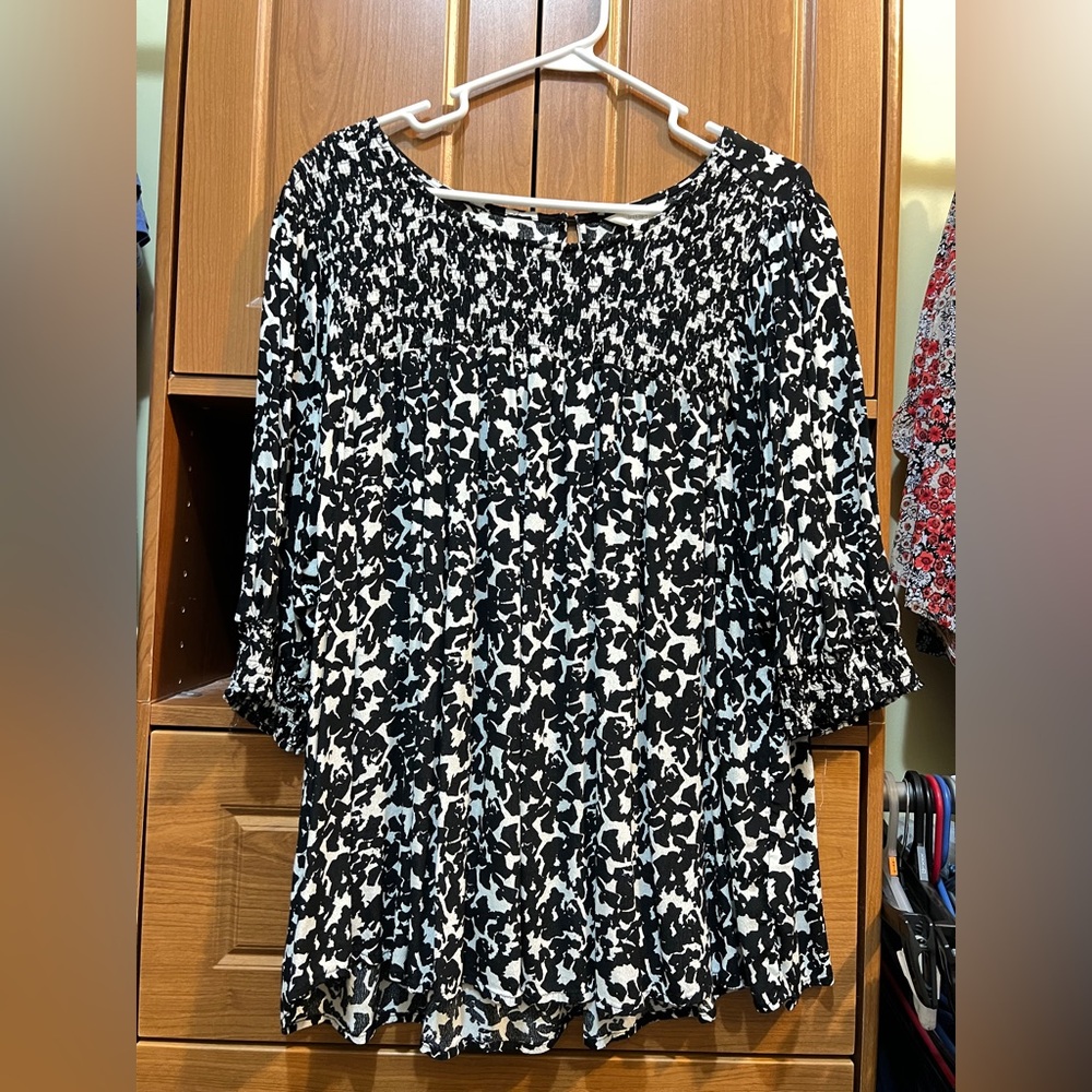 Terra & Sky Monochrome Patterned Blouse
